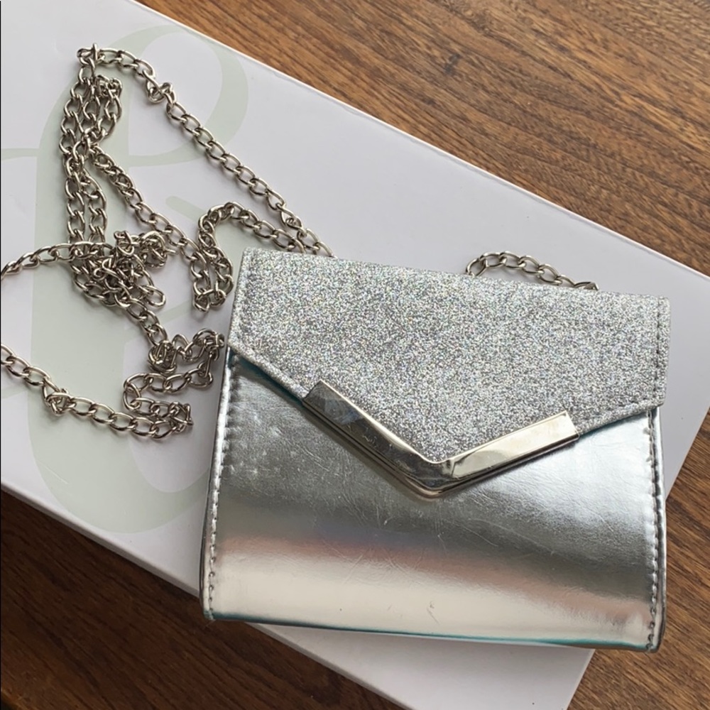 Silver Prom Clutch with Chain